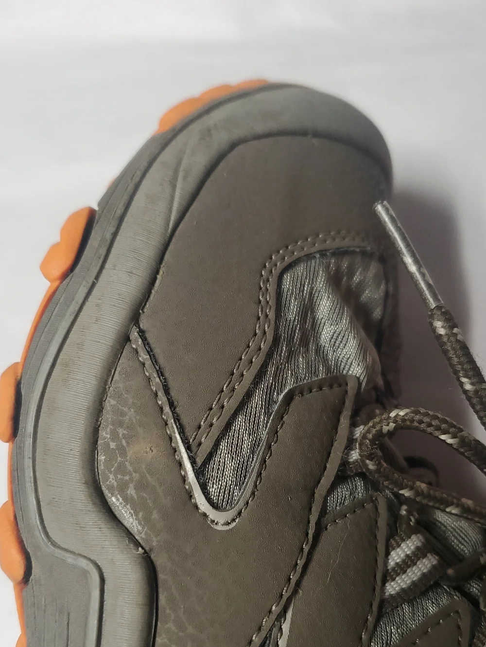 Merrell Chameleon 7 Mid Lace-Up Waterproof Kids' Gray and Orange Trail Boot 3